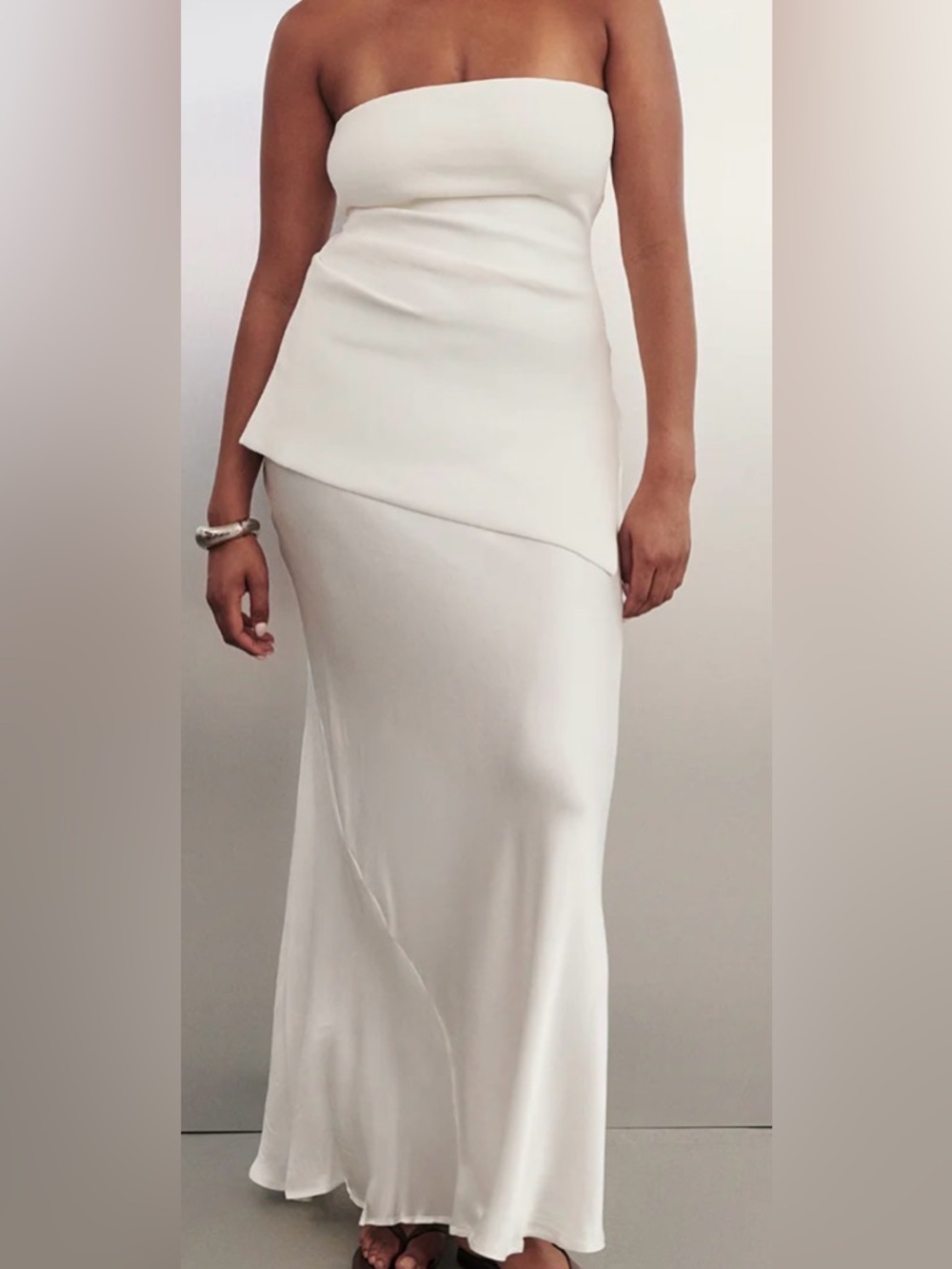 DISSH Charli White Satin Maxi Skirt